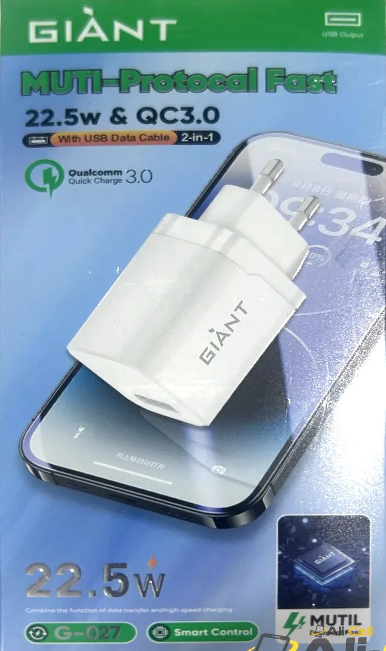 Mutil-Protocol Fast Charger Adapter 22.5W & QC3.0 with 1m USB Data Cable for iPhone Lightning — 8