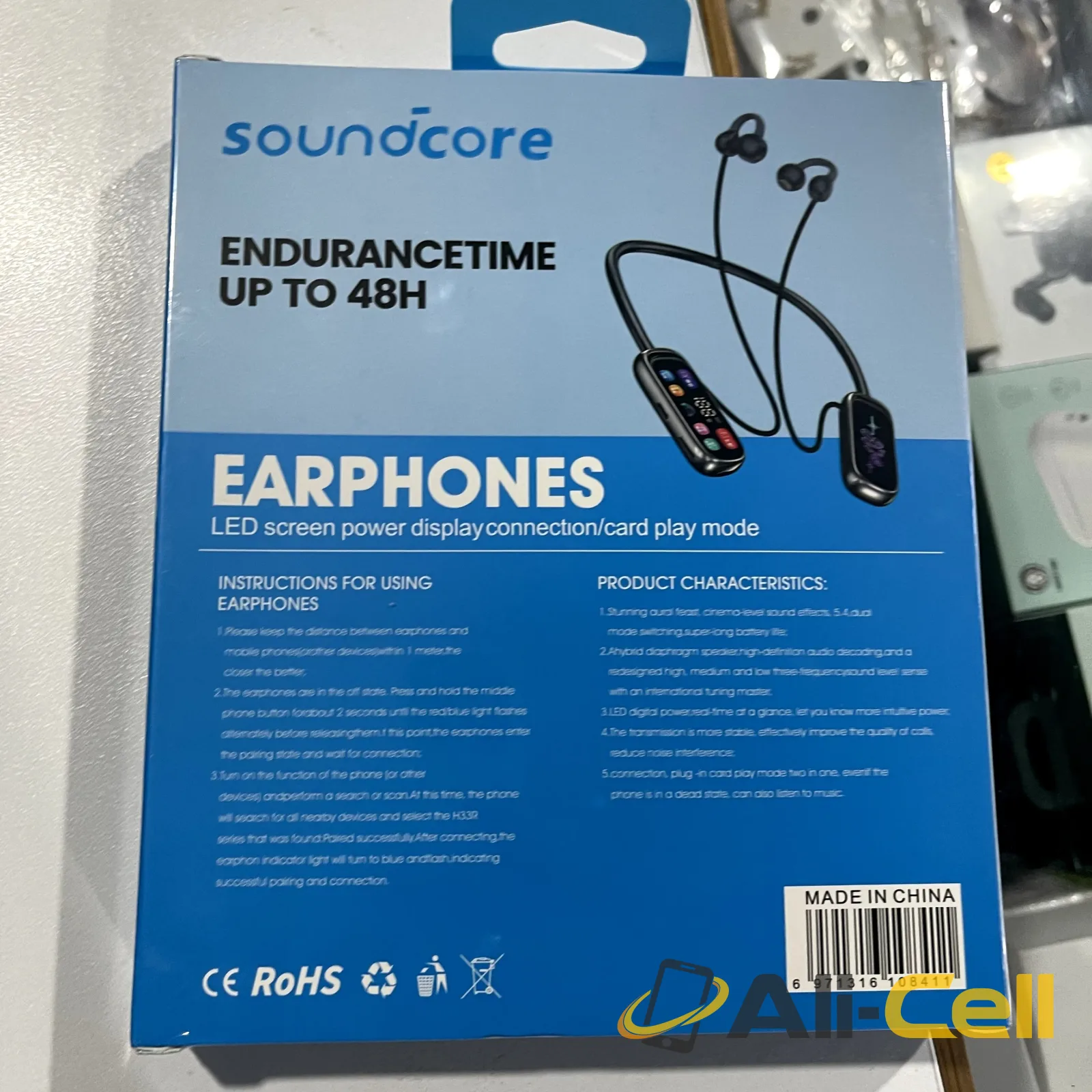 SoundCore Crystal-Clear Calle Earphones LED Screen power display — 3
