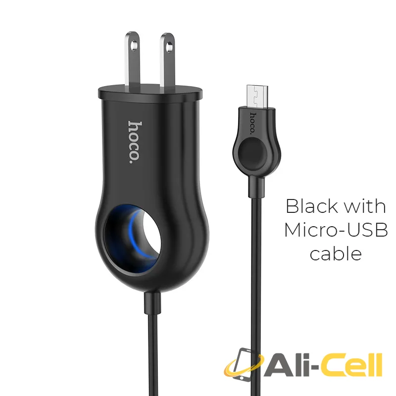 Wall charger “C44 Plentiful” US charging adapter with built-in wire (Built In Micro Usb Wire)