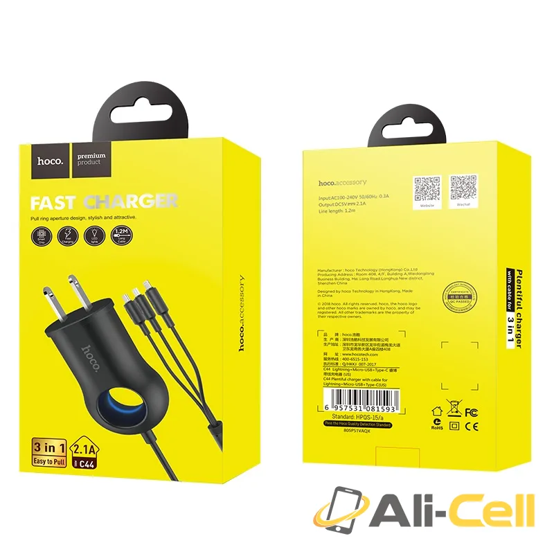 Wall charger “C44 Plentiful” US charging adapter with built-in wire (Built In Type C Wire) — 7