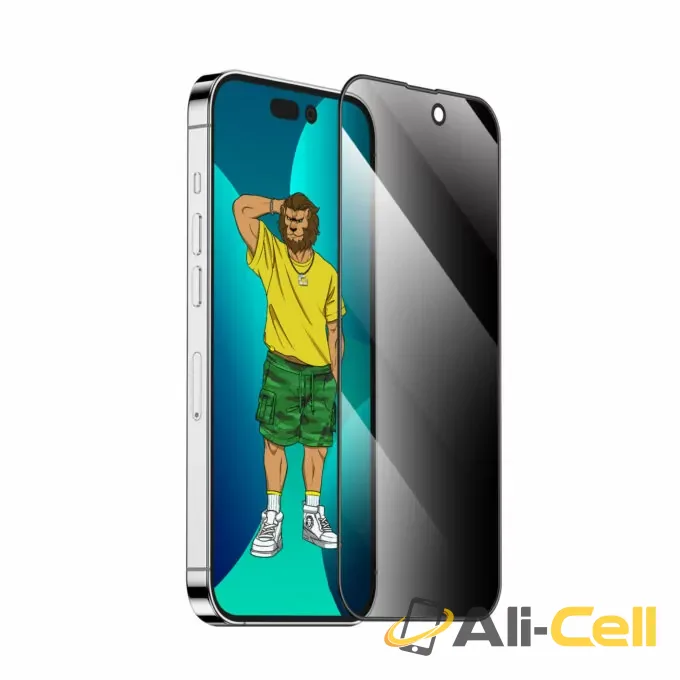 Green Lion 3D Silicone Privacy  HD Glass Screen Protector-Black Edge/Privacy For iPhone 14 Series