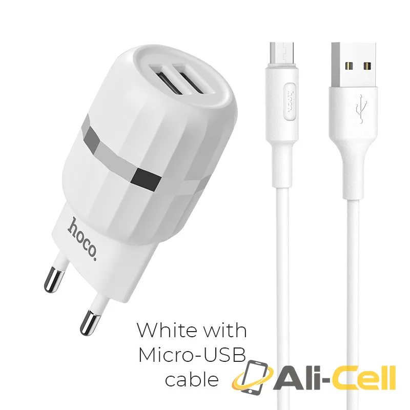 Wall charger “C41A Wisdom” EU dual USB charging adapter (Set With Micro Usb Cable)