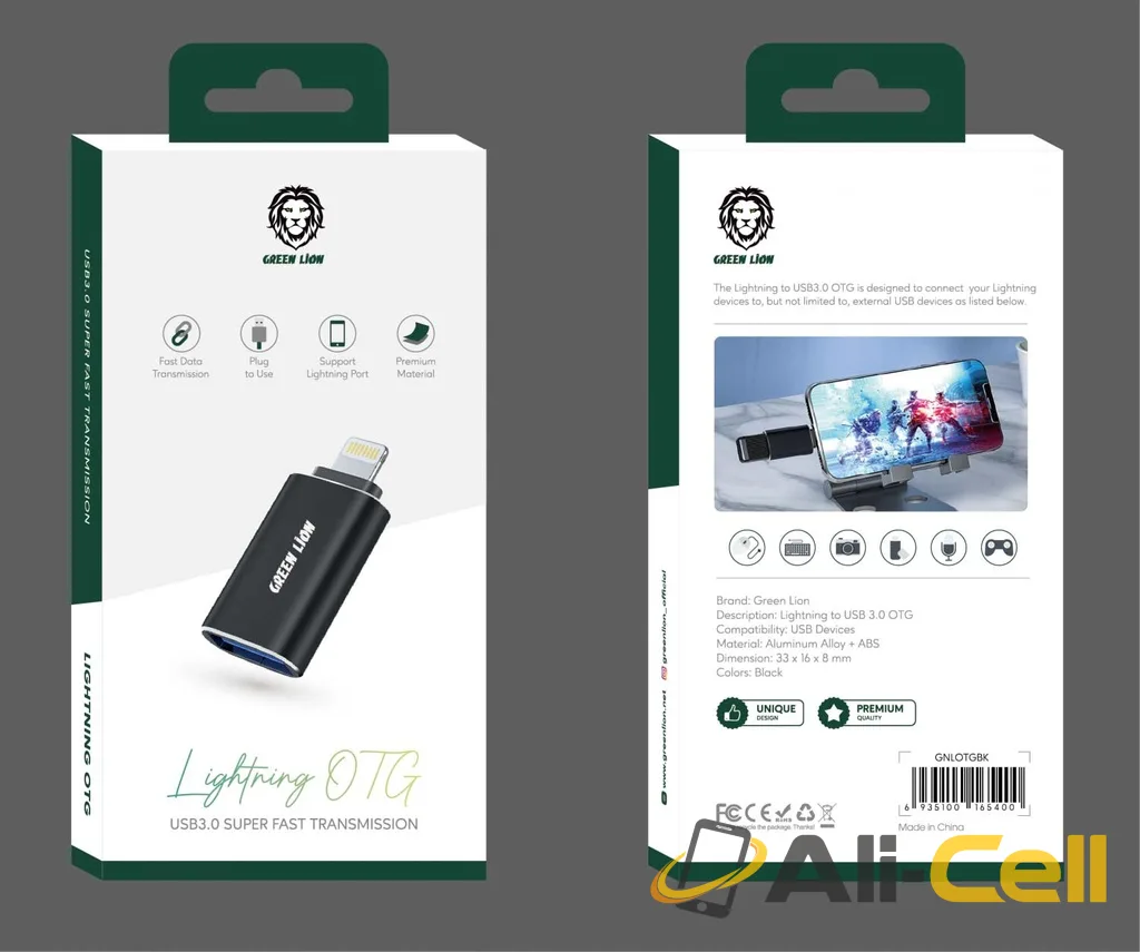 Green Lightning to USB 3.0 OTG - Black — 2