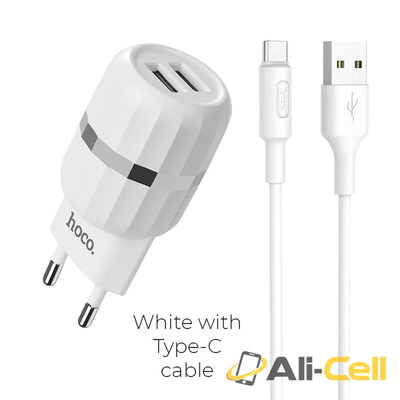 Wall charger “C41A Wisdom” EU dual USB charging adapter (Set With Type C Cable)