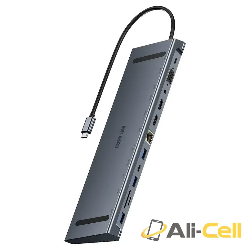 Green Lion 12-in-1 4K HDMI Ethernet USB-C Hub - Gray
