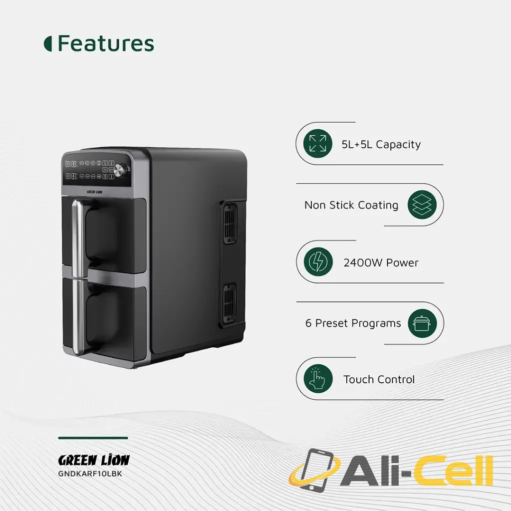 Green Lion 10L Double-Decker Air Fryer - Black — 3