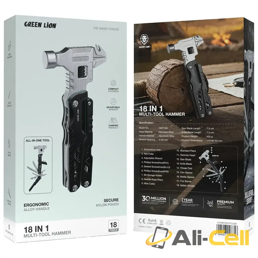 Green Lion 18-In-1 Multi-Tool Hammer - Black — 3