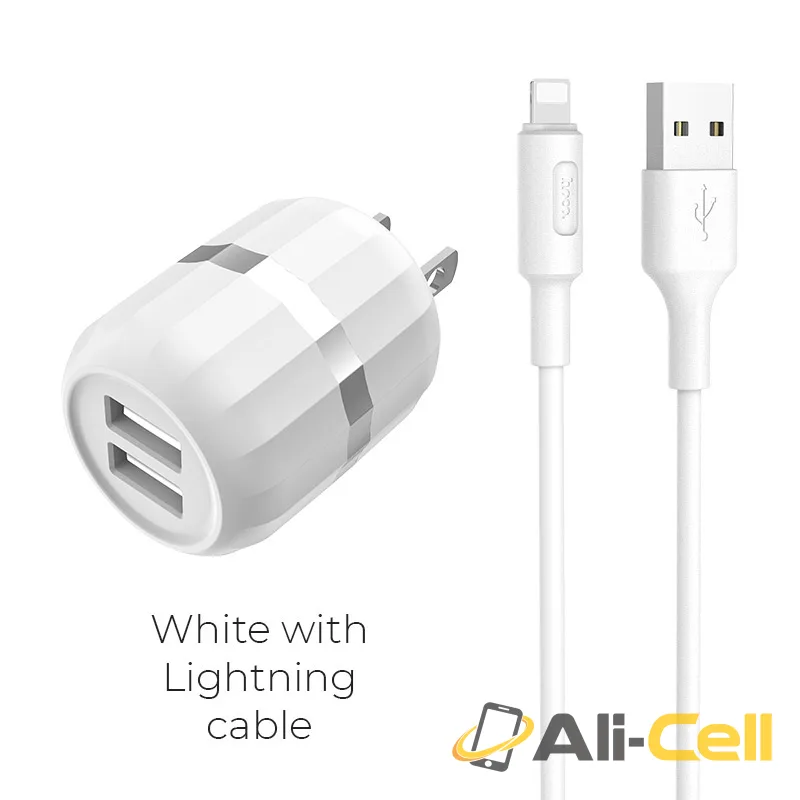 Wall charger “C41 Wisdom” US dual USB charging adapter (Set With Lightning Cable)