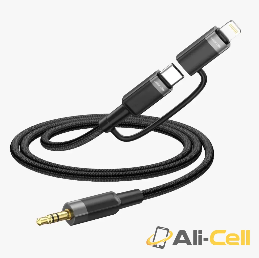 Green Lion 2 IN 1 AUDIO CABLE 1M USB-C, LIGHTNING TO 3.5 MM AUX