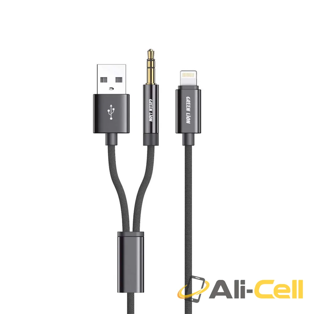 Green Lion 2 In 1 AUX Braided Cable (1.2m)