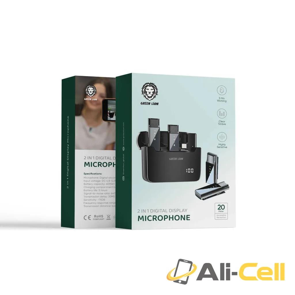 Green Lion 2 in 1 Digital Display Microphone ( Lightning Connector ) - Black — 2
