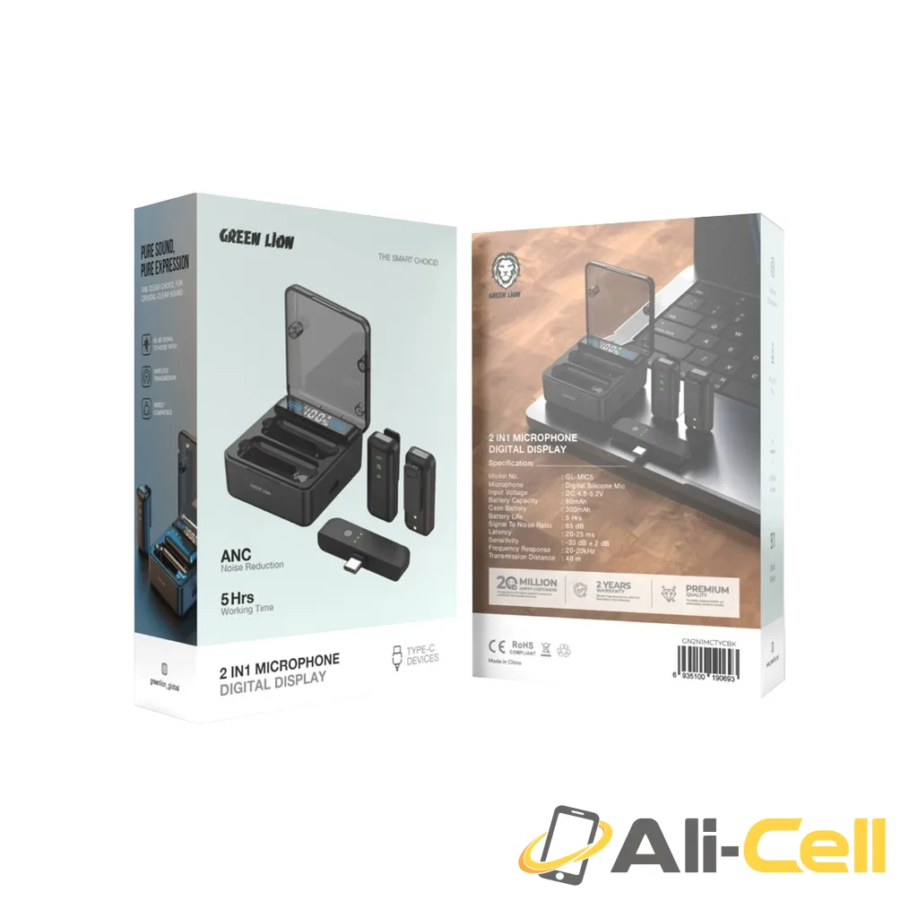 Green Lion 2 in 1 Microphone with Digital Display - Black — 2