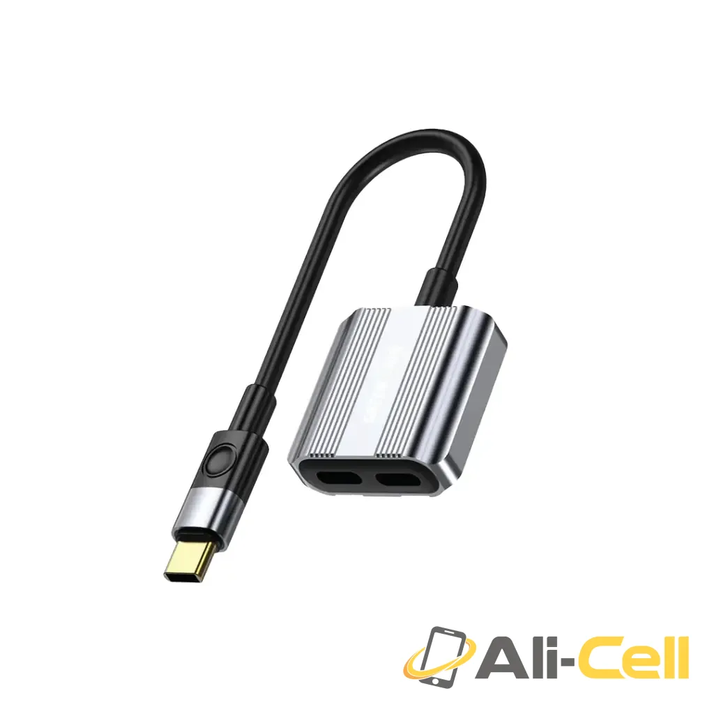 Green Lion 2 In 1 Splitter Adapter Type-C to Dual Type-C - Gray