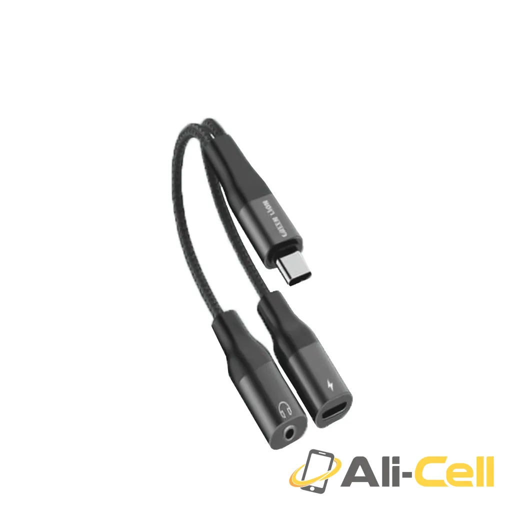 Green Lion 2 in 1 Splitter Adapter ( Type-C to Type-C(Charging) + 3.5MM(Audio)-Black — 2