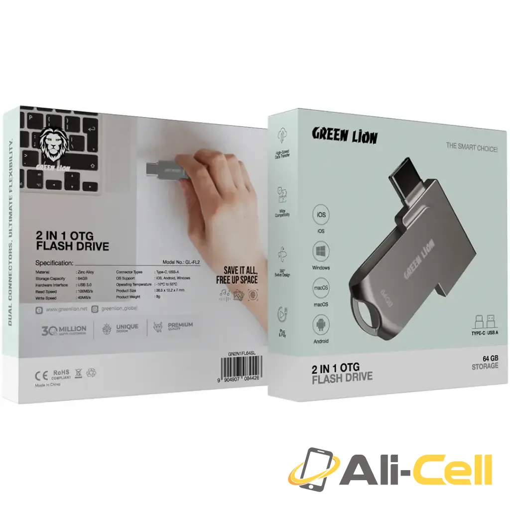 Green Lion 2 in 1 OTG USB-C Flash Drive USB 3.0 - Silver — 2