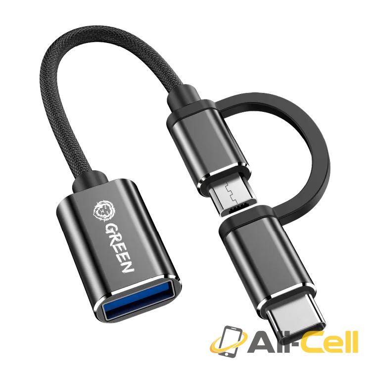 Green Lion 2 in 1 USB 3.0 OTG Portable Cable ( Micro / Type-C ) OTG Fast Charging & Transfer Plug & Play