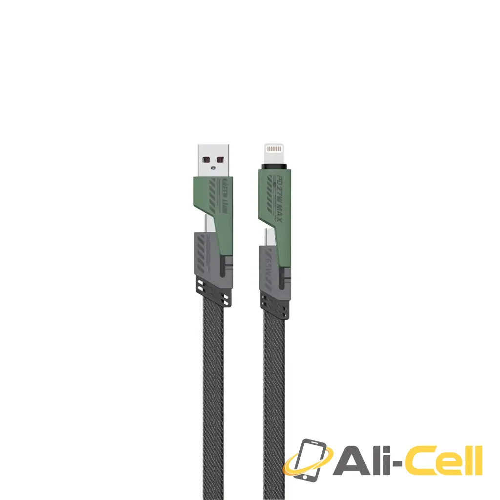 Green Lion 2 in 2 Braided Fast Charging Cable - Black