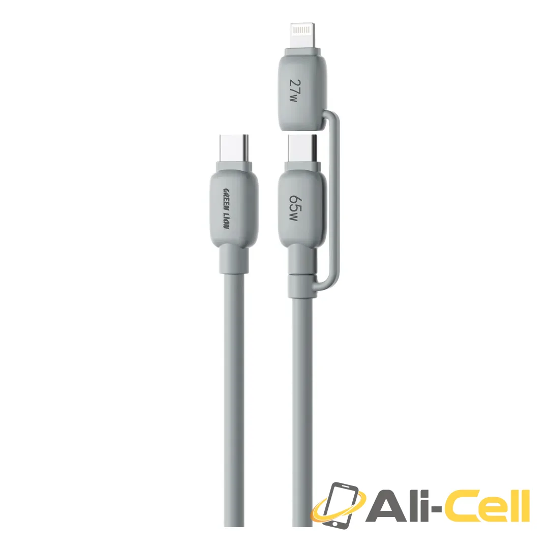 Green Lion 2-In-1 PVC Cable with USB-C & Lightning – Gray