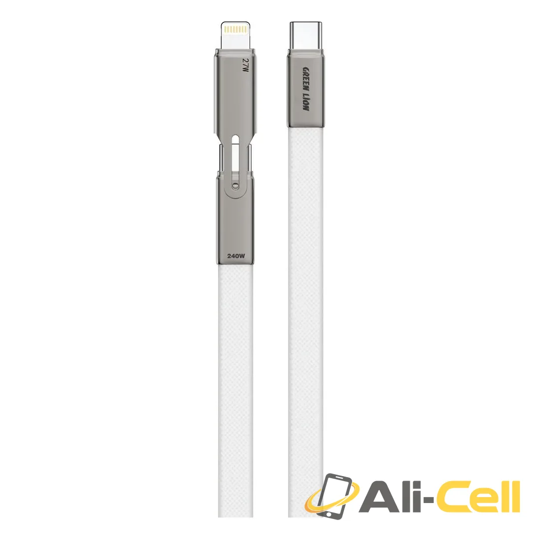 Green Lion 2-in-1 Ultra-Thin USB-C Braided Cable -White