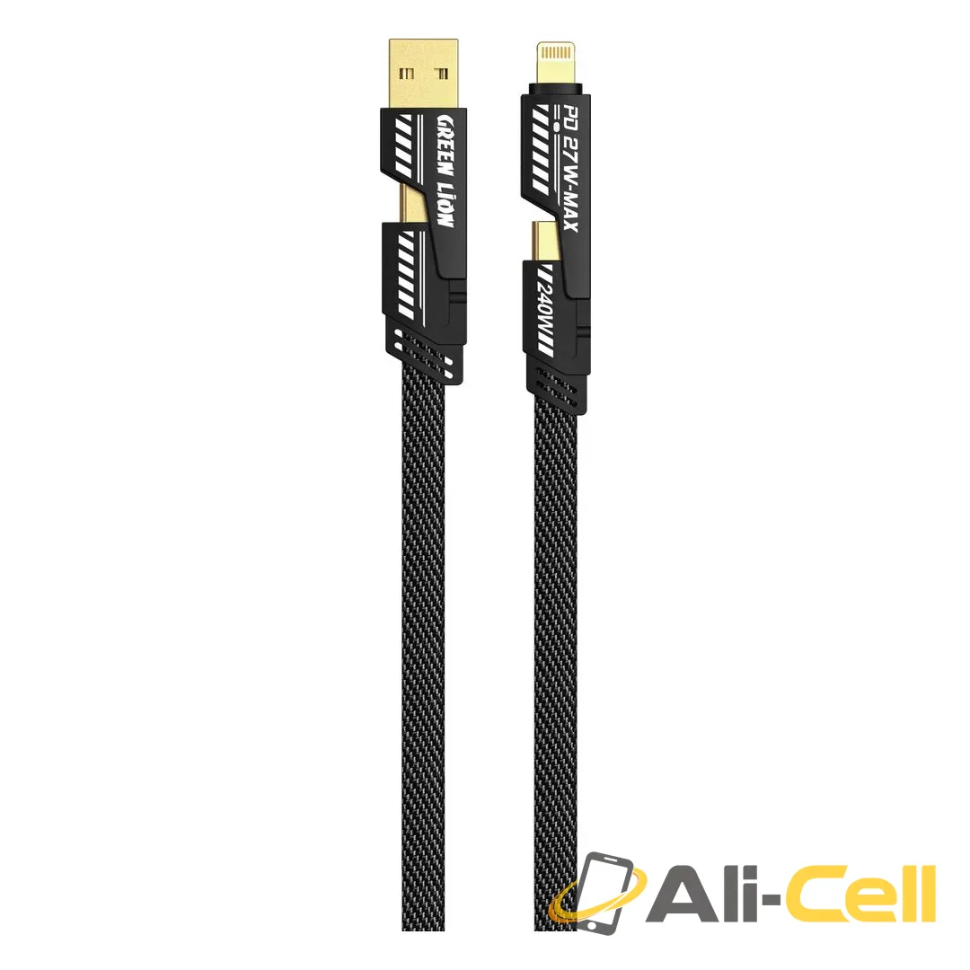 Green Lion 2-in-2 Braided Fast Charging Cable - Black