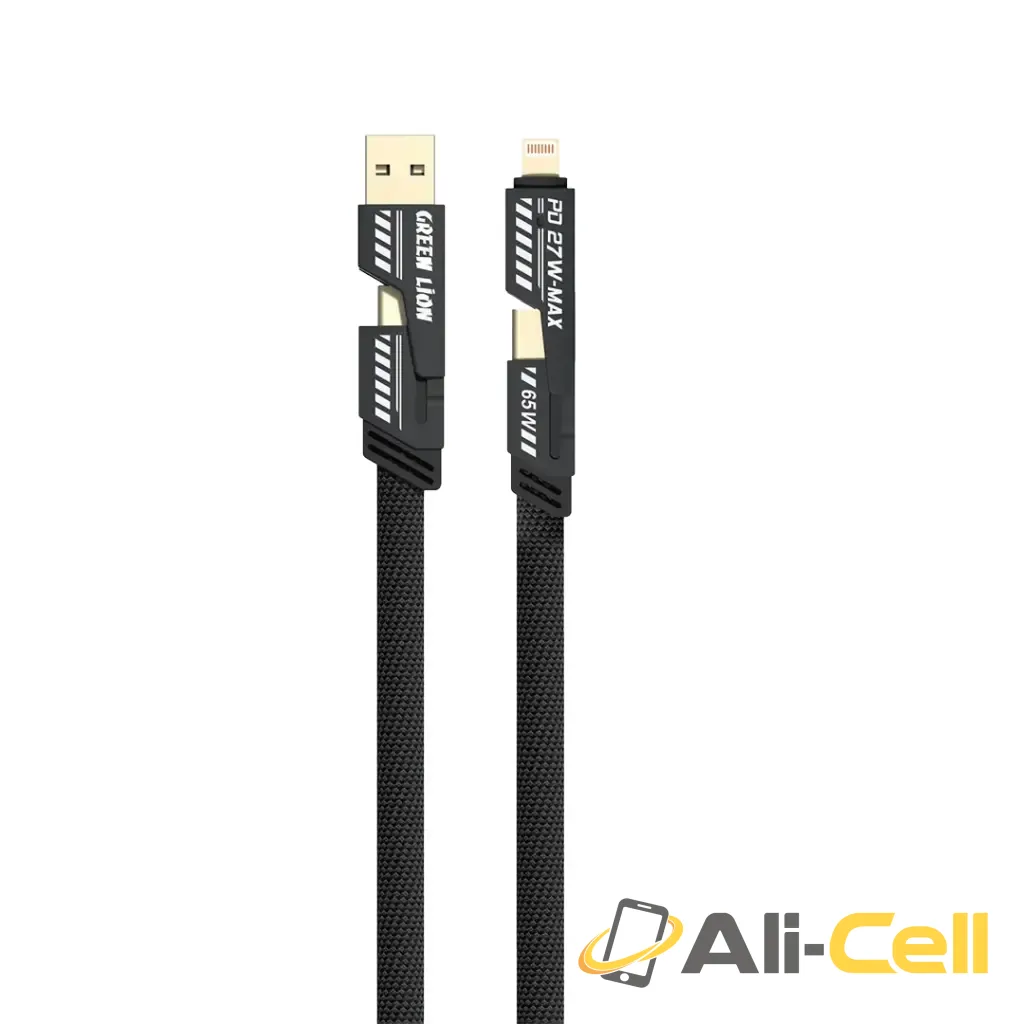 Green Lion 2 in 2 Braided Cable C to C+L and A to C+L 1.2m 65W