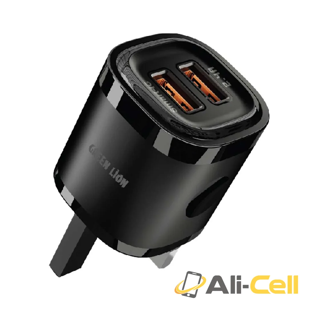 Green Lion 2USB 2.4A Fast Charging +USB-TC data cable 1m Black/Orange