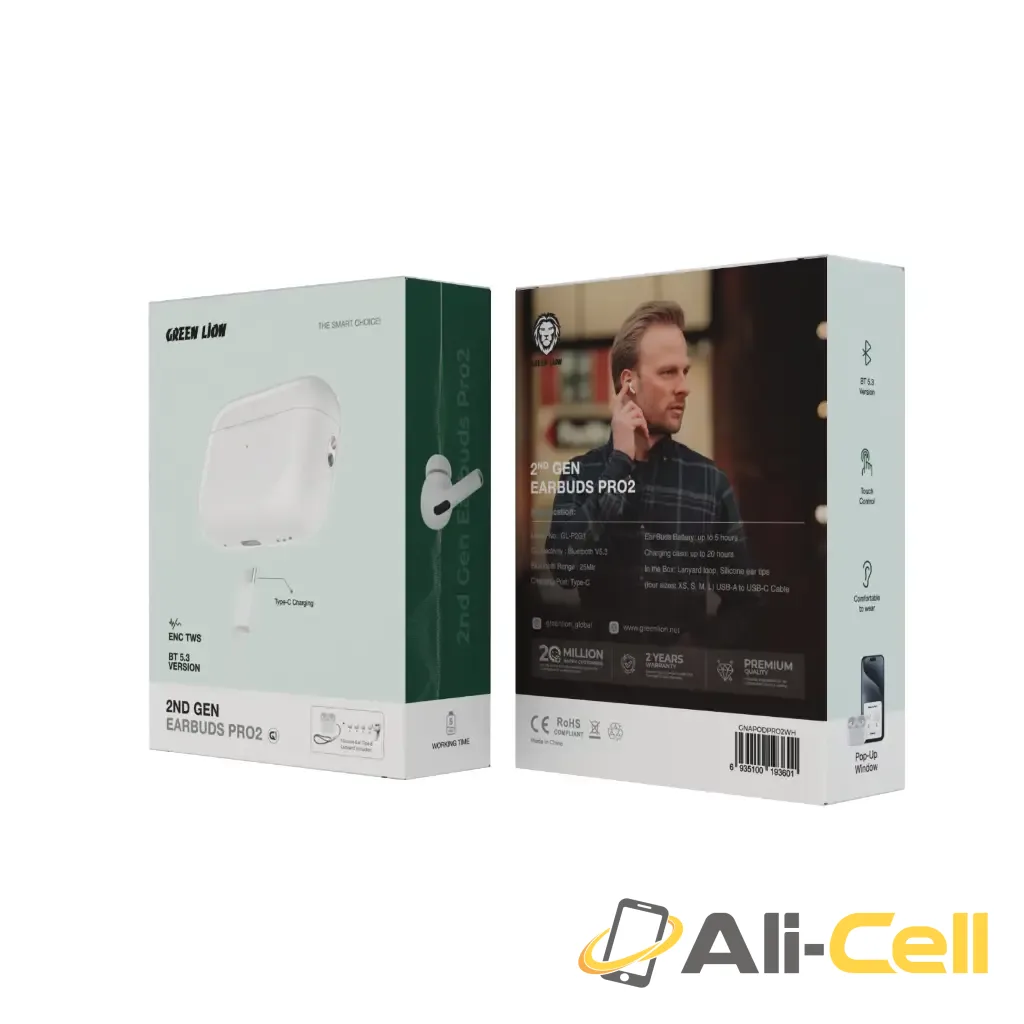 Green Lion 2nd Gen Earbuds Pro 2 - White — 2