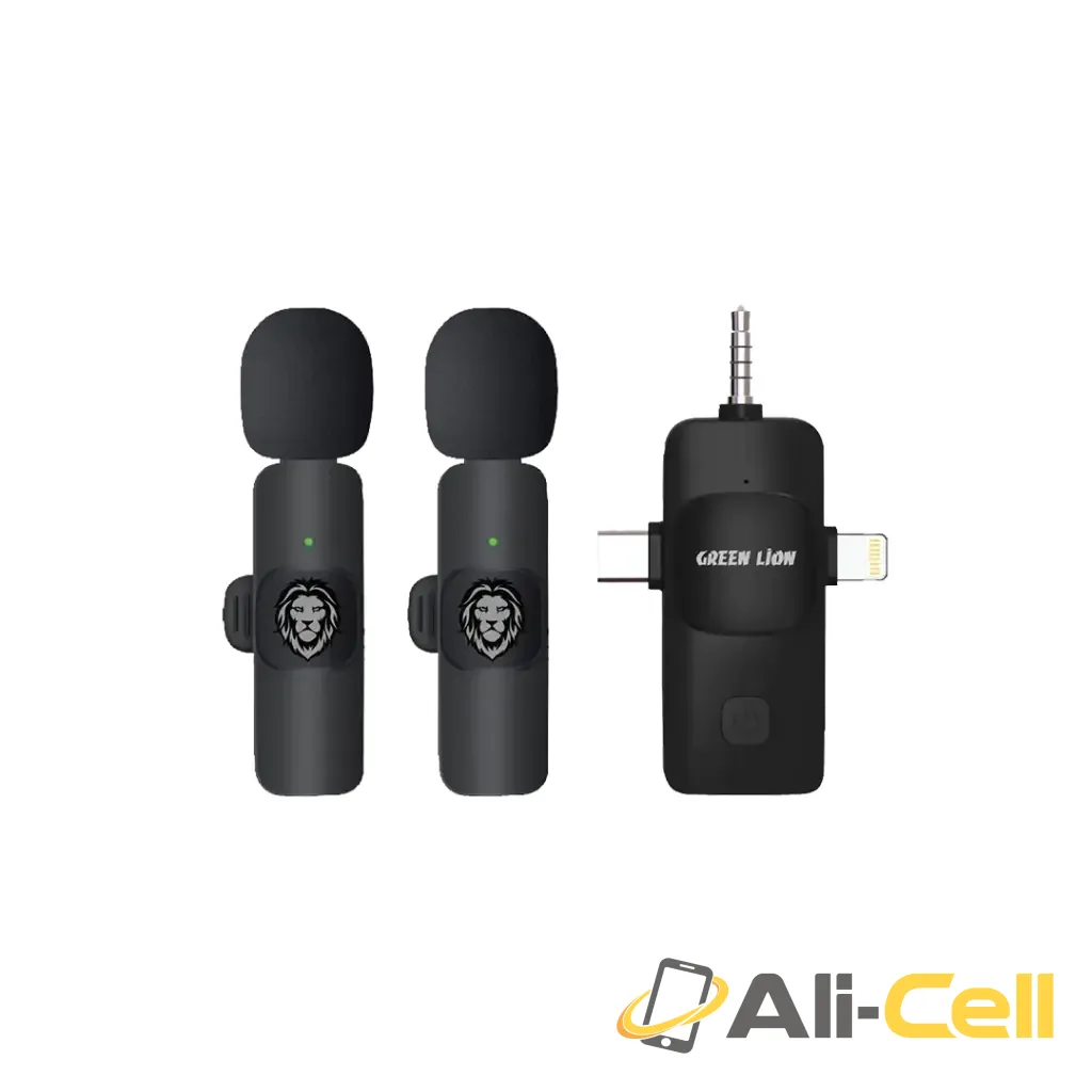 Green Lion 3 IN 1 Microphone Type-C / Lightning / Aux - Green