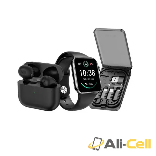 Green Lion 3 In 1 Ultimate Combo (Smart Watch, Earbuds & Multi-Functional Box) - Black