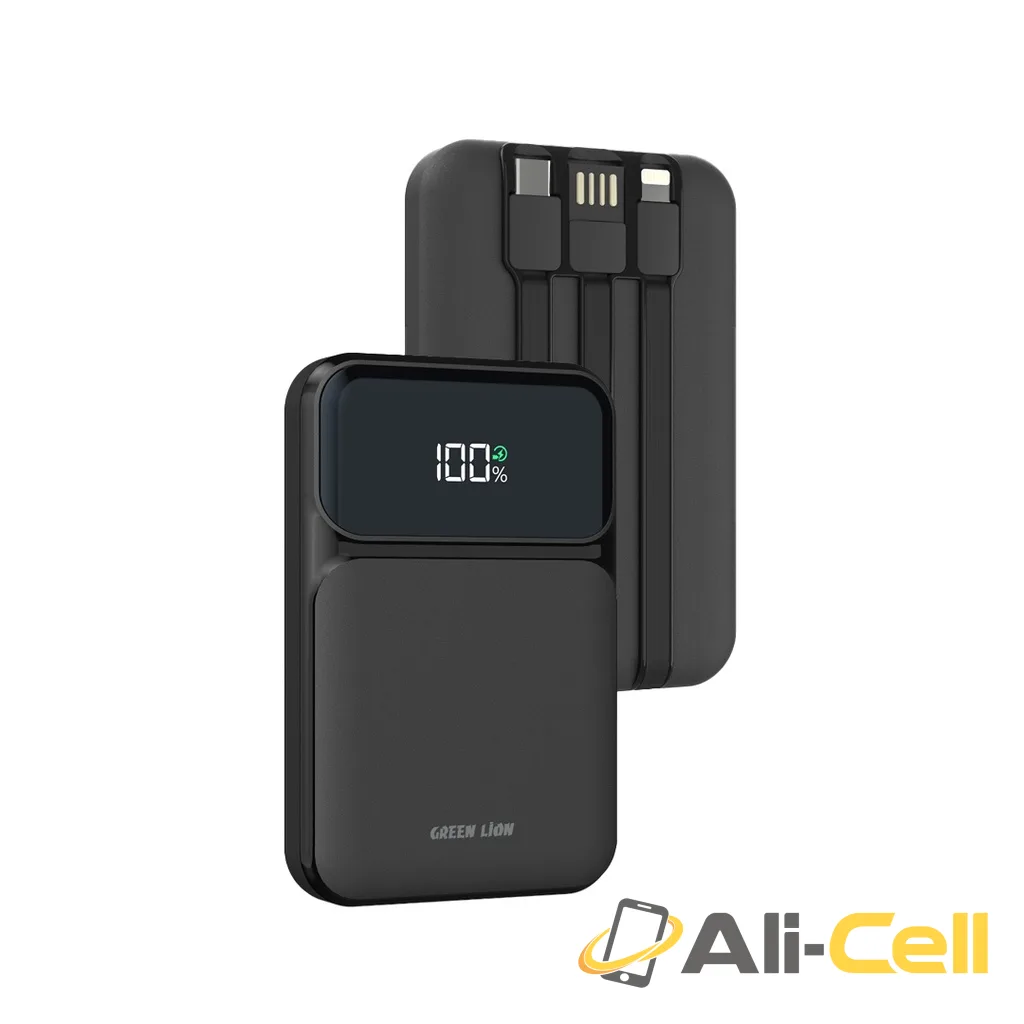 Green Lion 3 in 1 Integrated 10000mAh Power Bank - Black