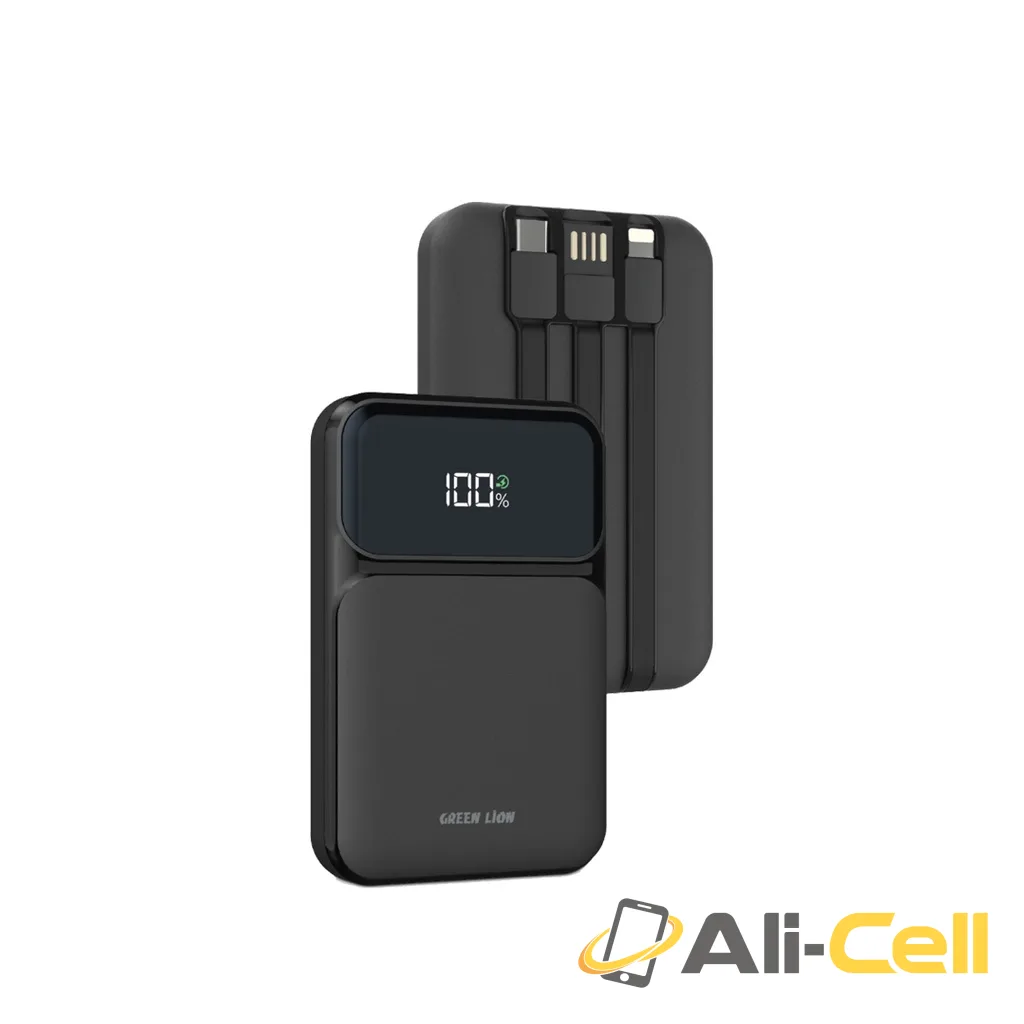 Green Lion 3 in 1 Integrated Power Bank 10000mAh PD 20W - Black