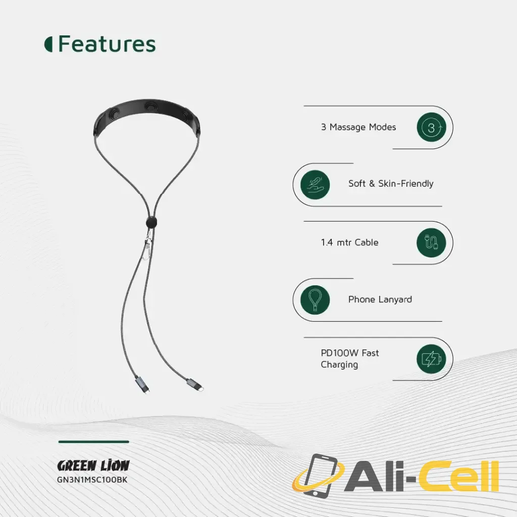 Green Lion 3 in 1 Massager Cable PD 100W - Black — 3