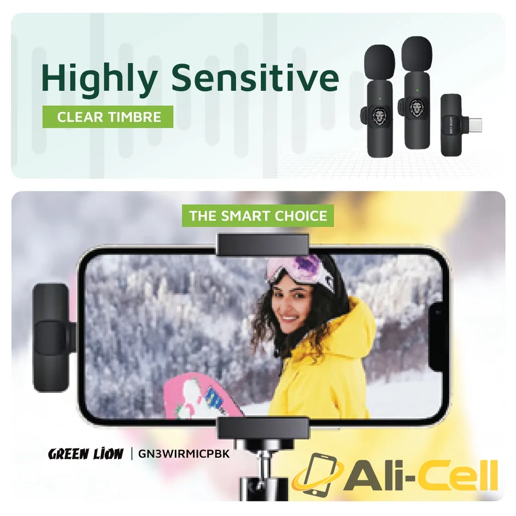 Green Lion 3 in 1 Wireless Microphone - Black — 3