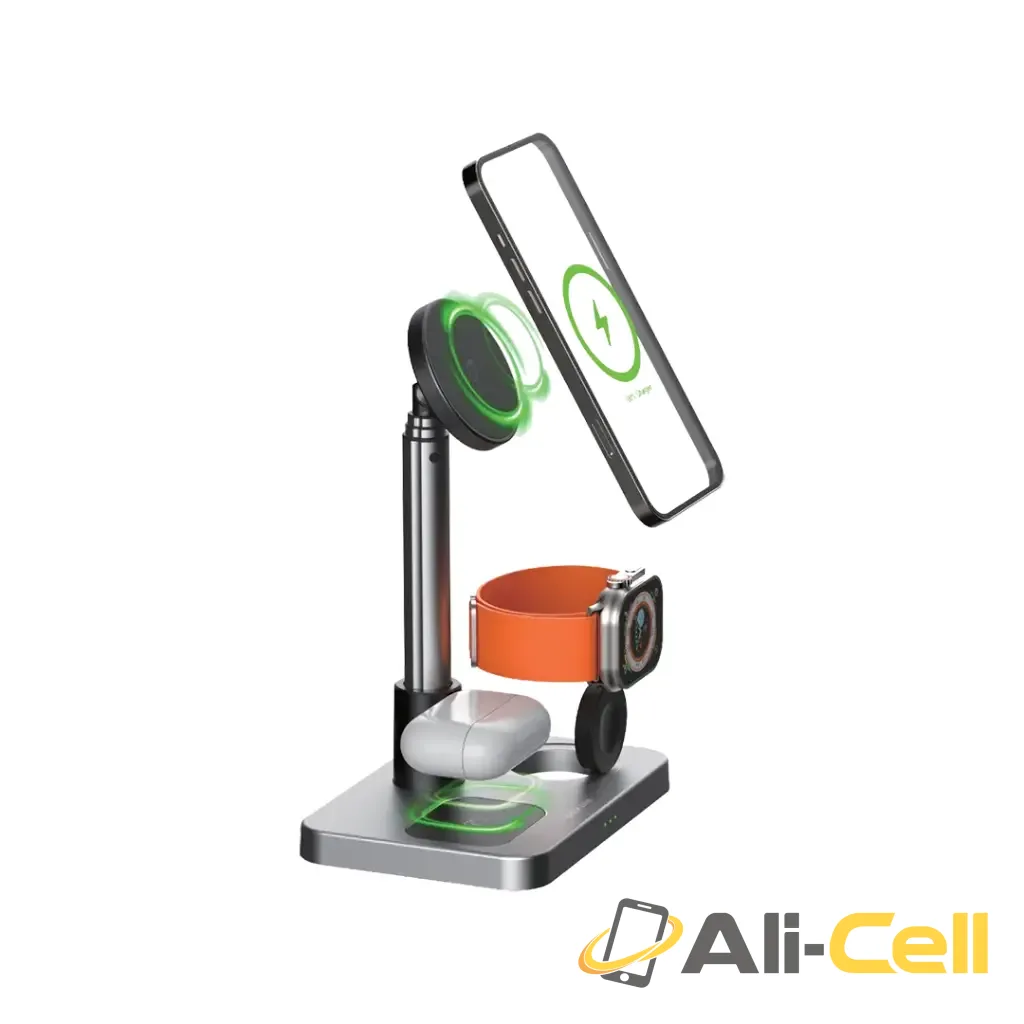 Green Lion 3 in 1 Telescopic Wireless Charger - Silver