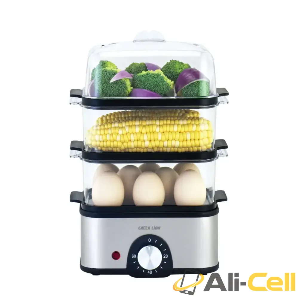 Green Lion 3-Tier Egg Cooker | Vegetable Steamer 500W - Gray
