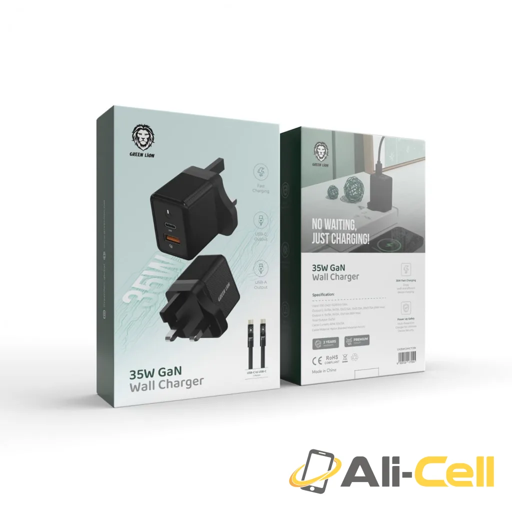 Green Lion 35W Gan Wall Charger with C to C Cable - Black — 2