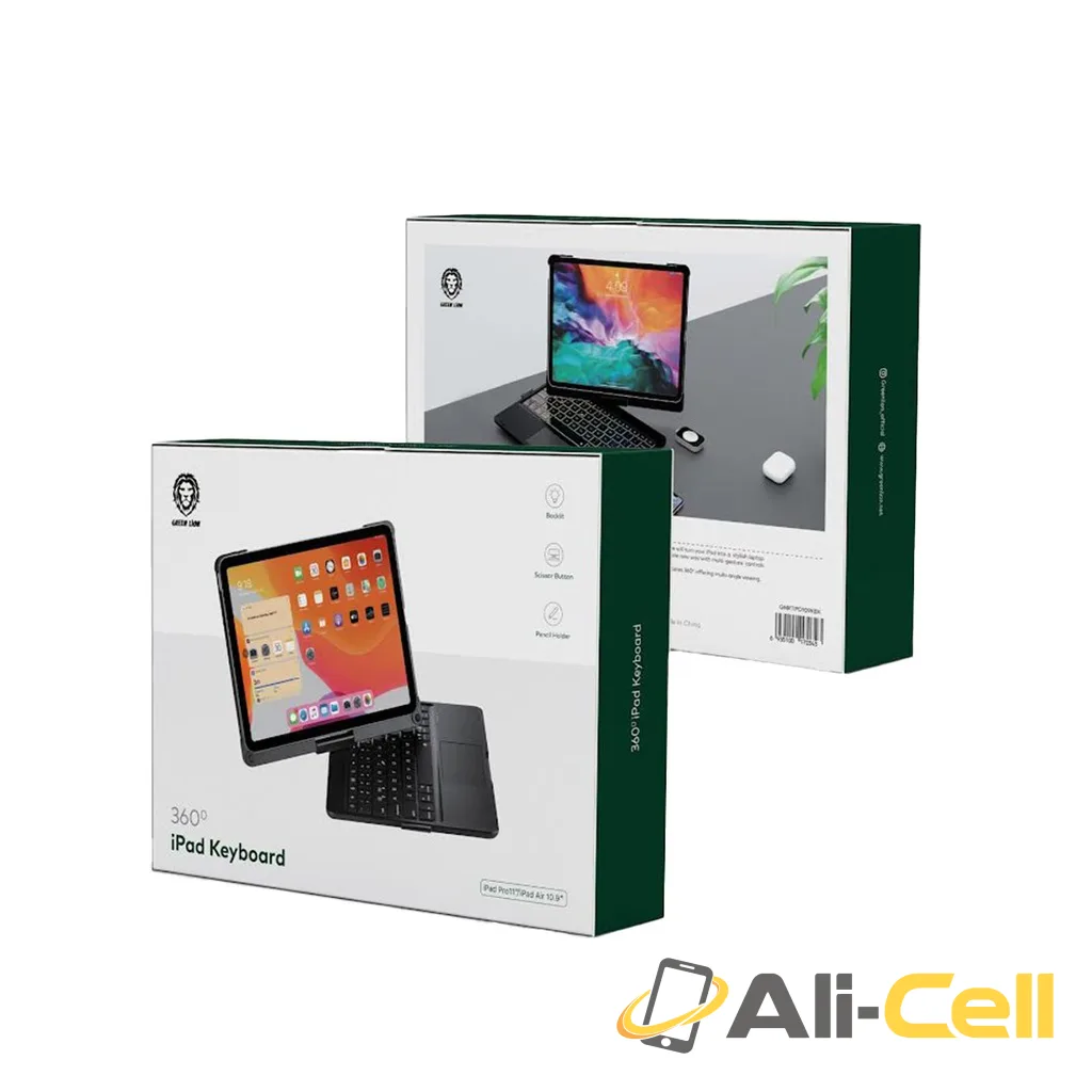 Green Lion 360° iPad Keyboard 500mAh-IPad Air 10.9" & Pro  11"-Black