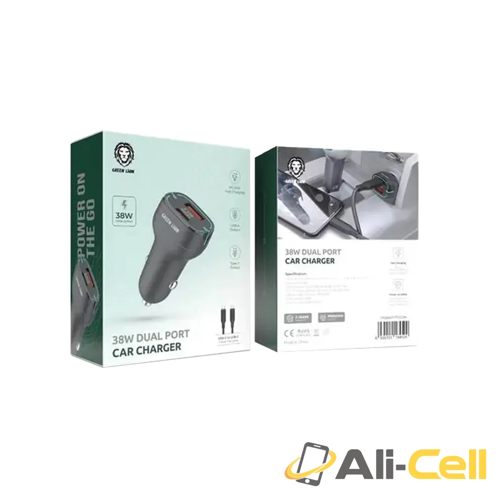 Green Lion 38W Dual Port Car Charger With USB-C To USB-C Cable - Black — 2