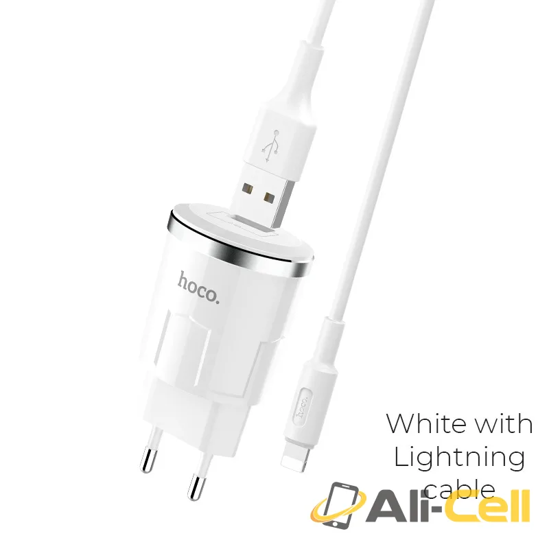 Wall charger “C37A Thunder power” EU single USB charging adapter (Set With Lightning Cable)