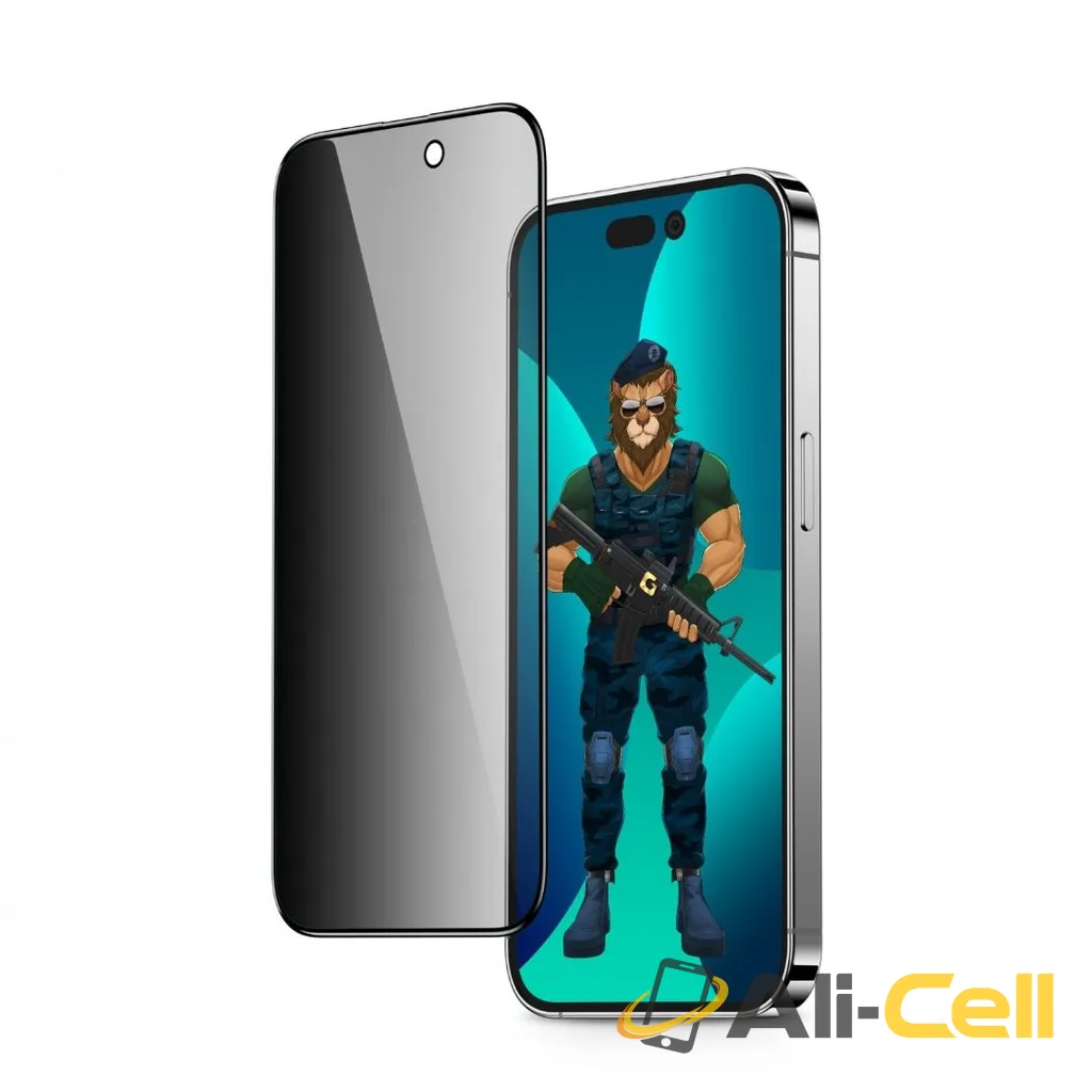 Green Lion 3D PET Privacy Glass Screen Protector For iPhone 14 - Black Edge/Privacy — 2