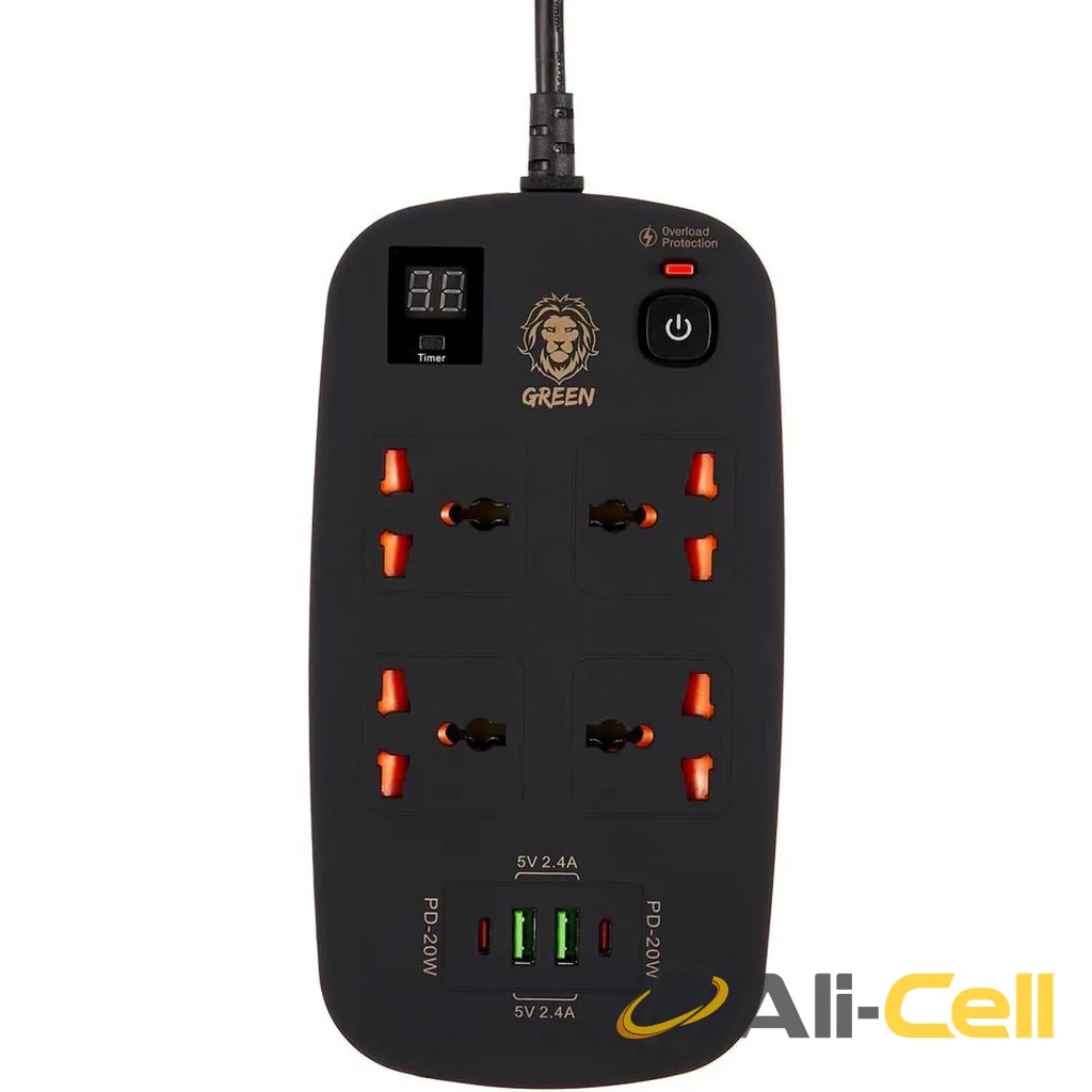 Green Lion 4 AC 2 USB & 2 USB-C PD 40W Multiport Smart Power Socket 3500W (3M)