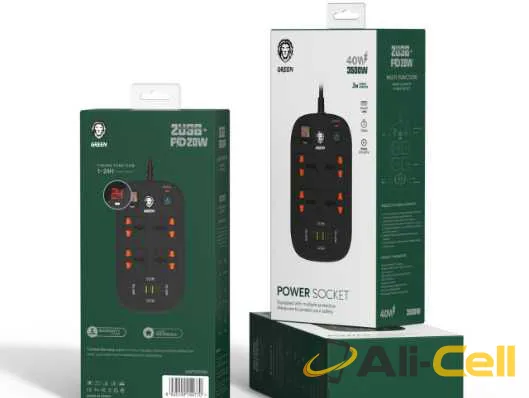 Green Lion 4 AC 2 USB & 2 USB-C PD 40W Multiport Smart Power Socket 3500W (3M) — 3