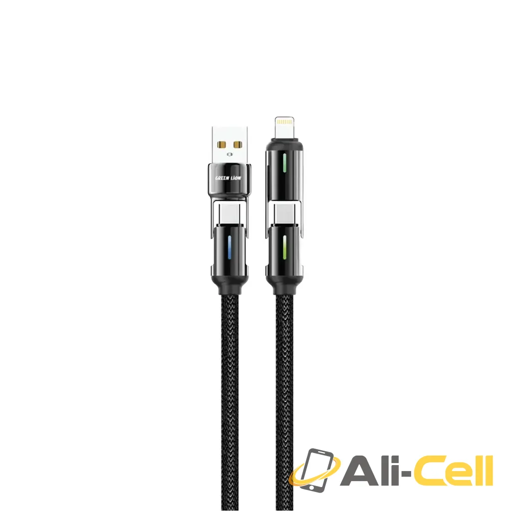 Green Lion 4 in 1 LED Braided Cable 60W - Black
