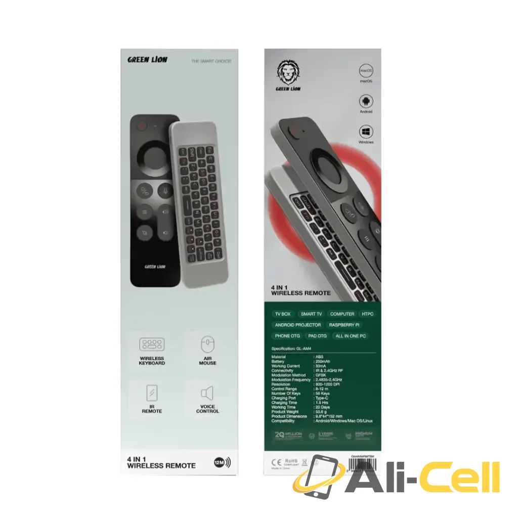 Green Lion 4 in 1 Wireless Remote With Keyboard - Black — 2