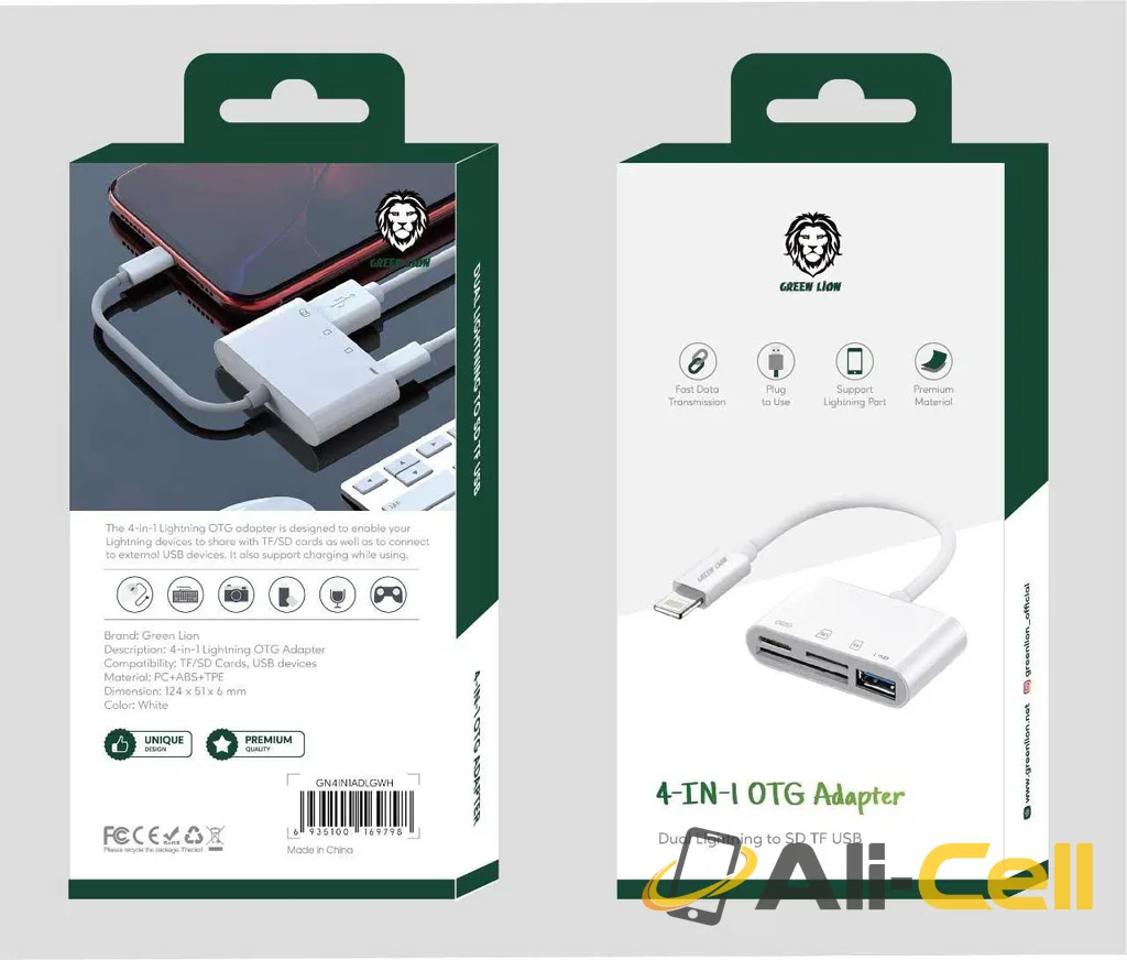 Green Lion 4-In-1 Lightning OTG Adapter with SD TF Card Slots Type-C and USB-A Ports — 2