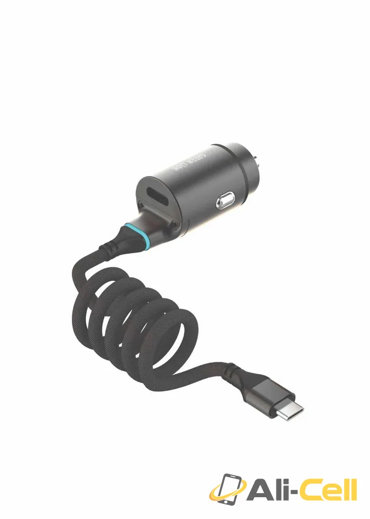 Green Lion 45W PD Car Charger with 1.2M Tough & Durable Type-C Cable - Black