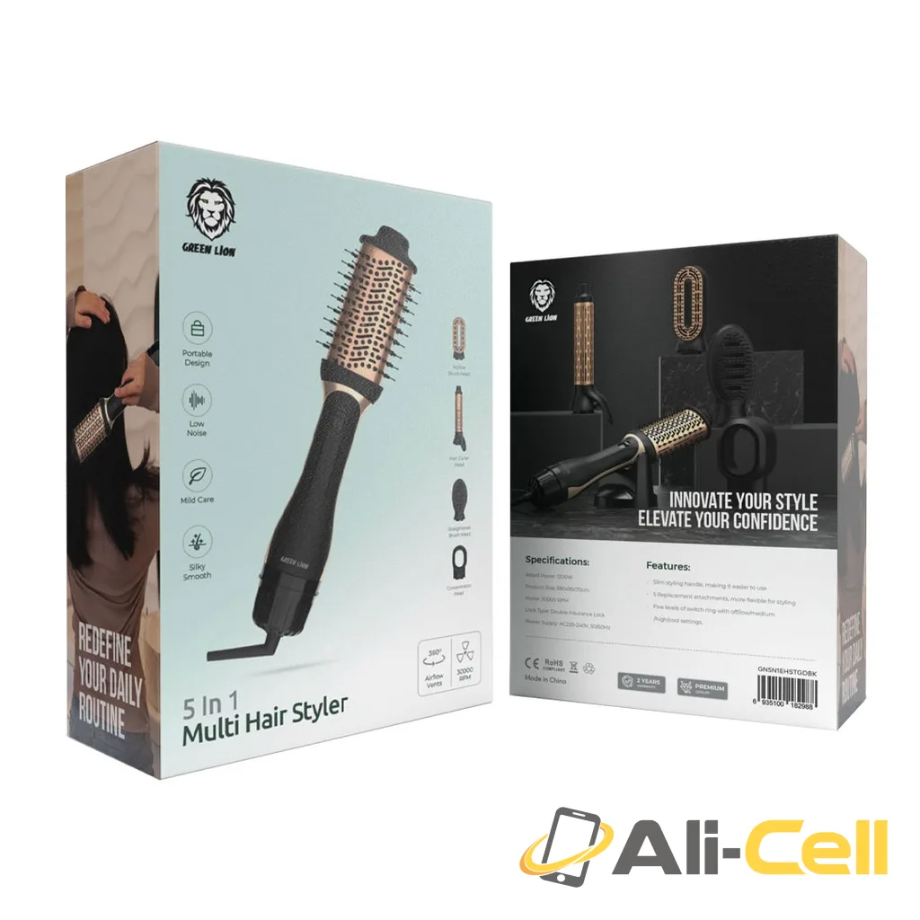 Green Lion 5 In 1 Multi Hair Styler - Gold & Black — 2