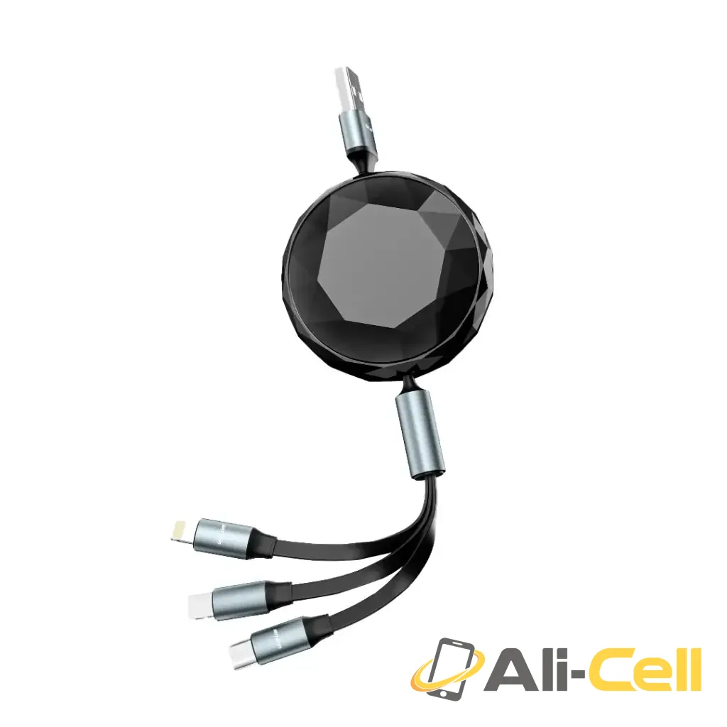 Green Lion 5 in 1 Diamond Retractable Cable - Black