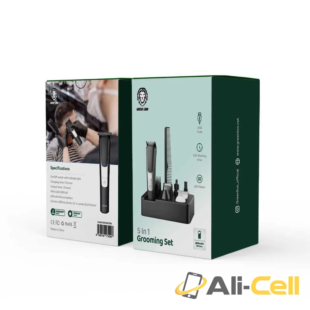 Green Lion 5 in 1 Grooming Set 600mAh - Black — 2