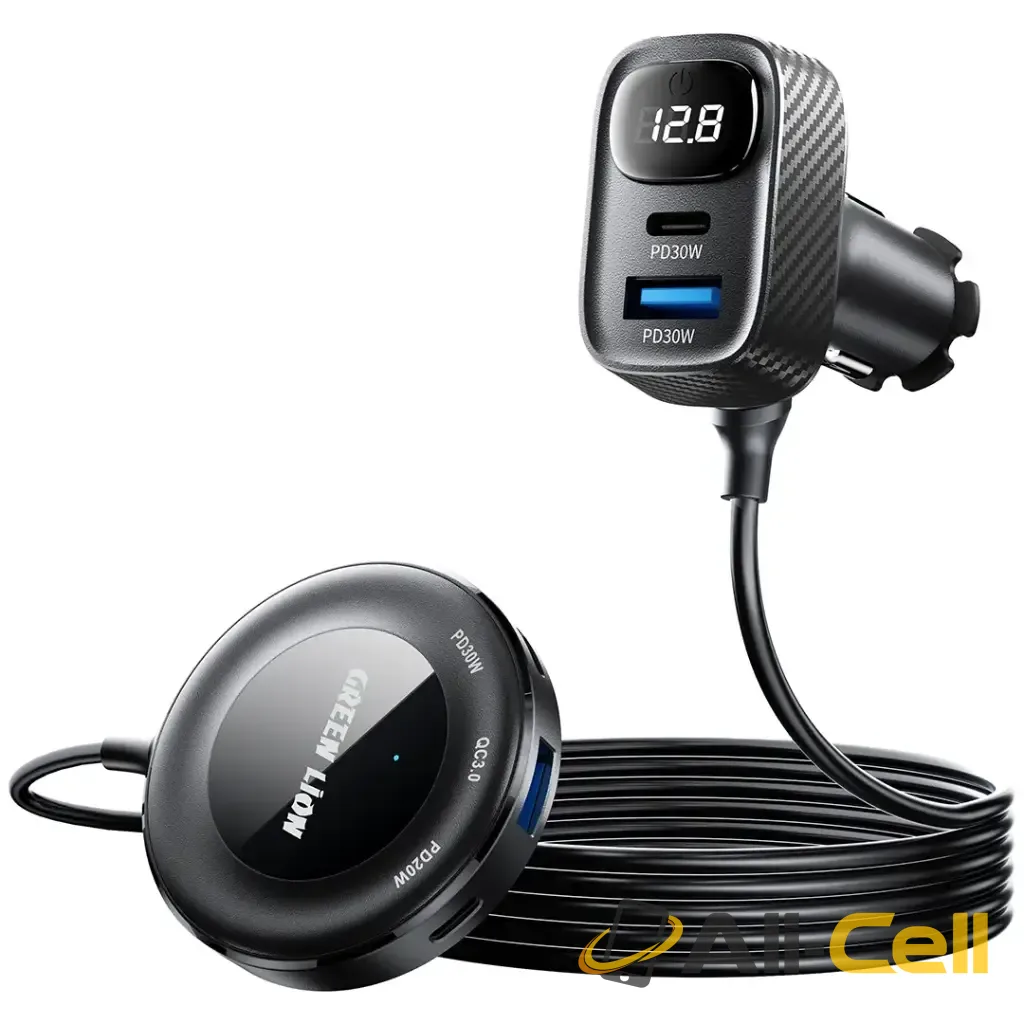 Green Lion 5-In-1 Multiport Car Charger Kit - Black